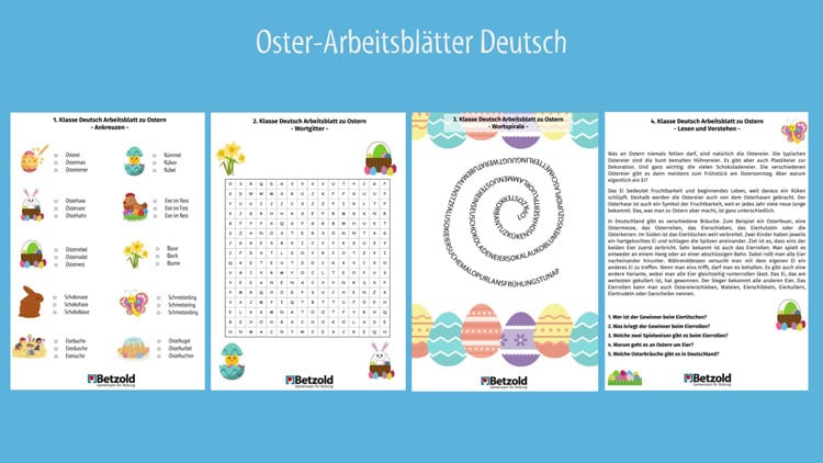 Oster-Arbeitsblätter für das Fach Deutsch