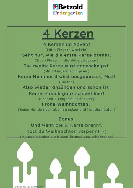 Fingerspiel: 4 Kerzen