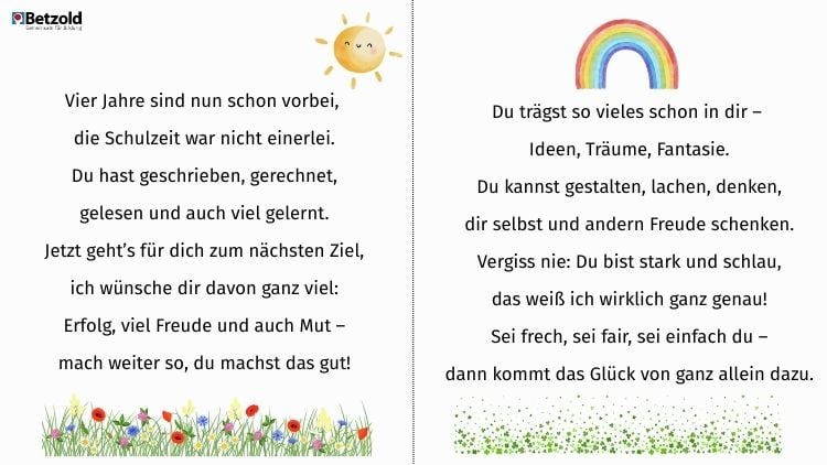 Gedichte zum Abschied von der Primarschule