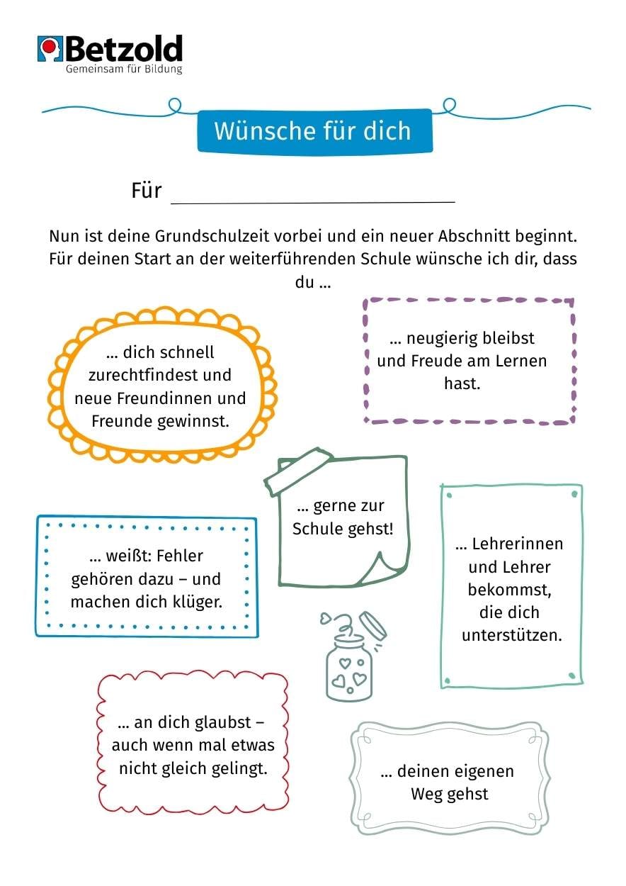 Wünsche zum Abschied von der Primarschule