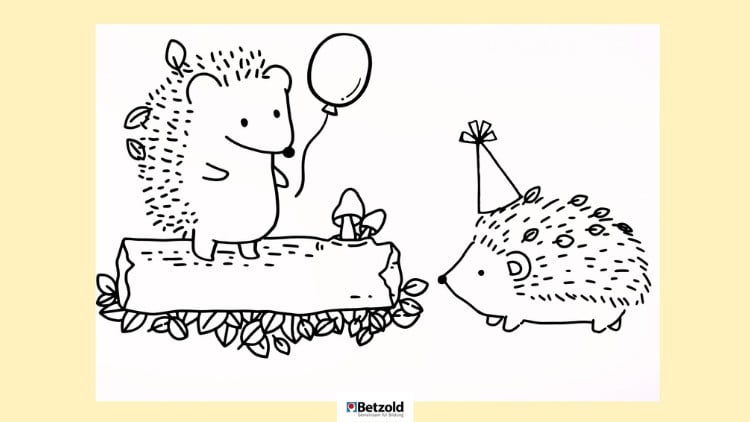 Ausmalbild: Igel-Party