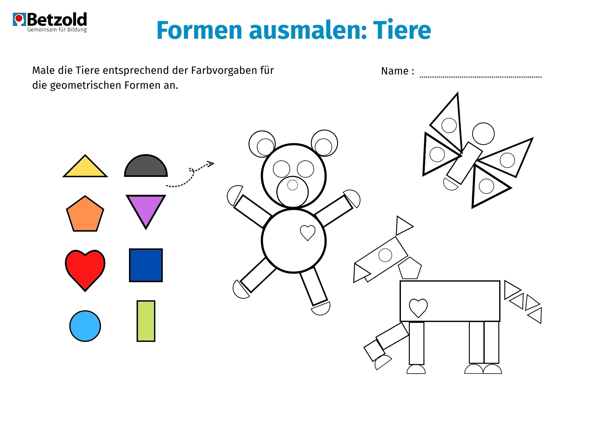 Geometrische Formen: Tiere