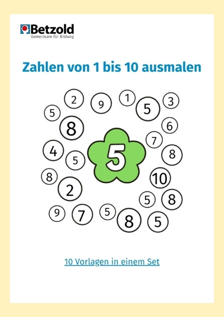 Bilderset: Passende Zahlen ausmalen