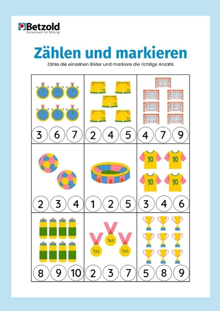 Arbeitsblatt: Zählen und Markieren Fussball