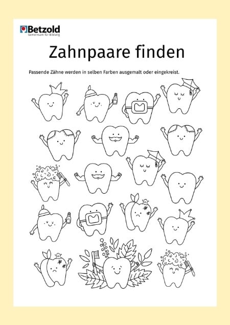 Arbeitsblatt: Zahnpaare finden