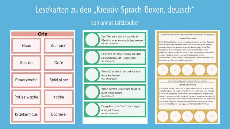 Lesekarten zur Kreativ-Sprach-Box