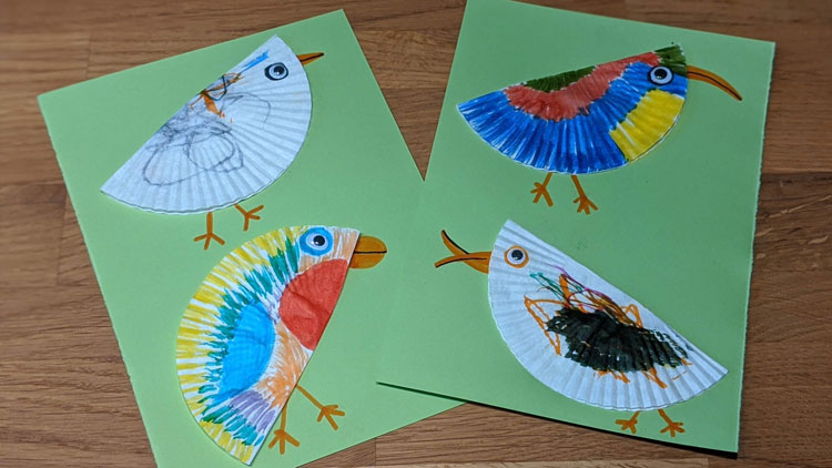 Bastelidee: Bunte Vögel aus Papier