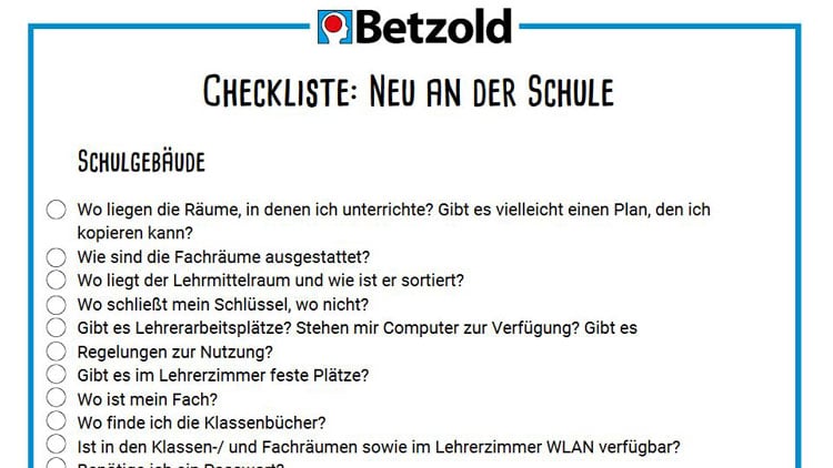 Checkliste: Neu an der Schule