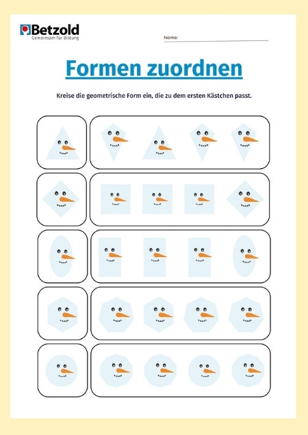 Arbeitsblatt: Formen zuordnen