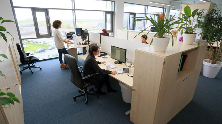 Flexeo Schreibtisch Arbeiten an Flexeo Schreibtischen