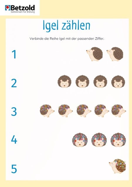 Arbeitsblatt: Igel zählen