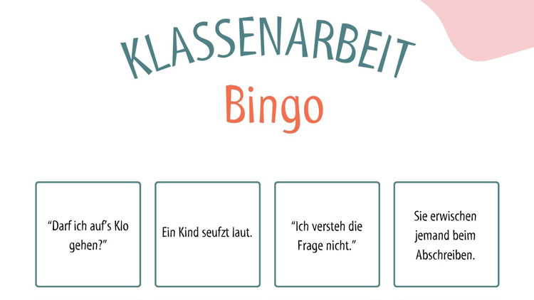 Bingo für Klassenarbeiten