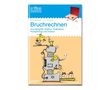 LÜK Bruchrechnen Doppelband eine graue Bruchrechenmaschine auf dem Cover des Heftes Bruchrechnen