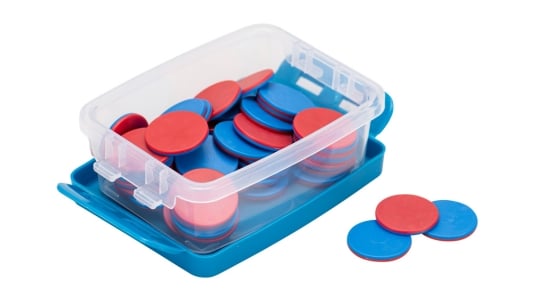 Wendeplättchen in rot und blau Wendeplättchen in rot und blau in Aufbewahrungsbox
