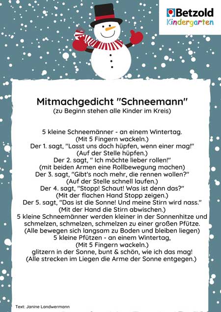 Bewegungsreim: 5 Schneemänner