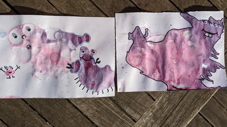 Bild aus Seifenblasen gestaltet und mit Wackelaugen aus dem Betzold Online-Shop verziert.
