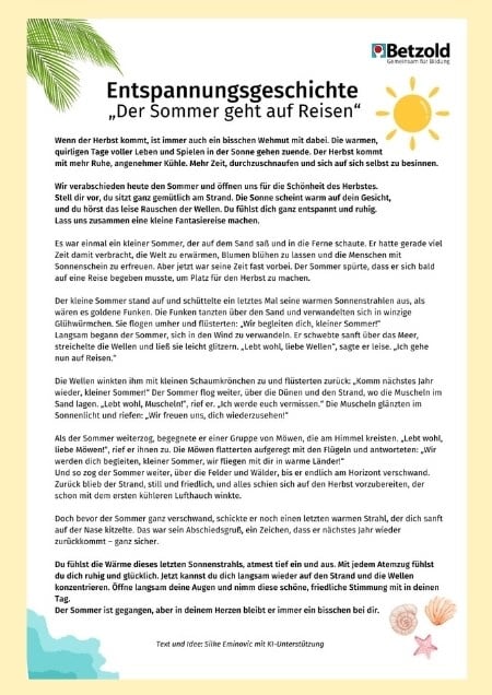 Entspannungsgeschichte: Der Sommer geht auf Reisen