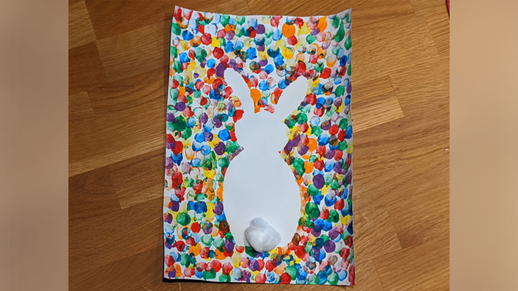 Bastelidee: Hase aus Fingertupfen
