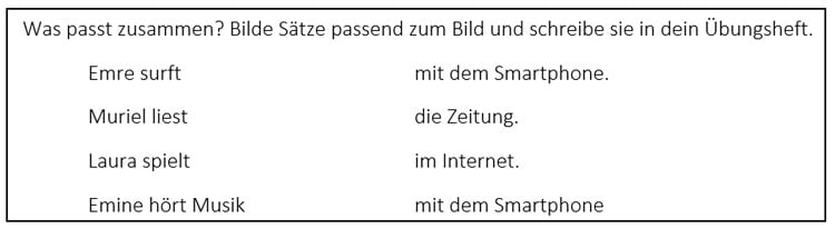 Wortschatzübungen: Sätze verbinden