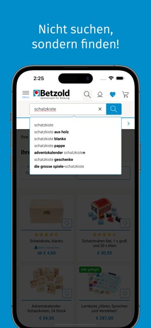 Ansicht Suche Betzold App