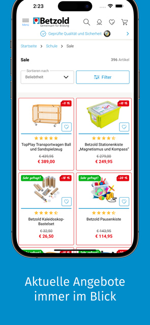 Ansicht Sale-Kategorie Betzold App