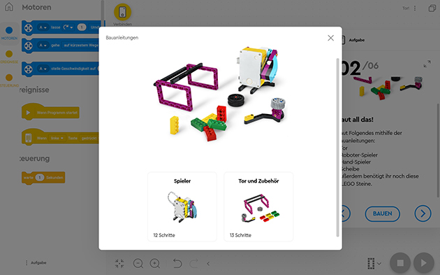 Ansicht Fussball-Anleitung LEGO® Education SPIKE™ Prime-Set Schritt 2