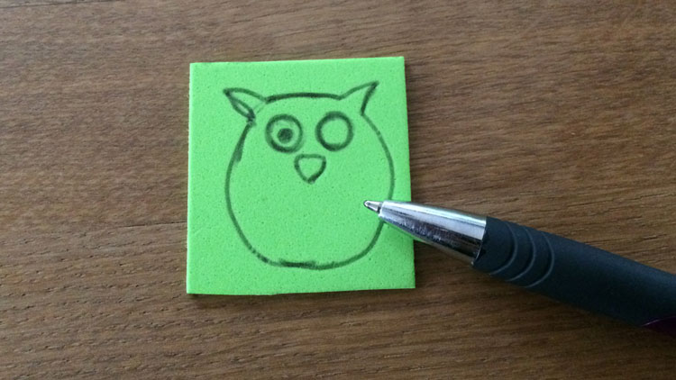 Eulenmotiv aus Filz für Lehrerstempel